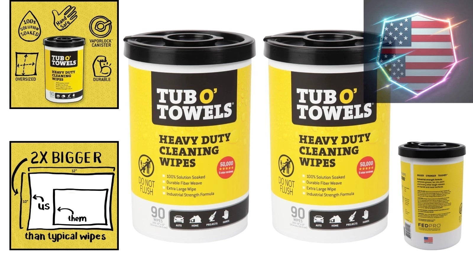 Heavy-Duty Multi-Surface Cleaning Wipes, 10″ x 12″, 90 Count Canister, Remove…