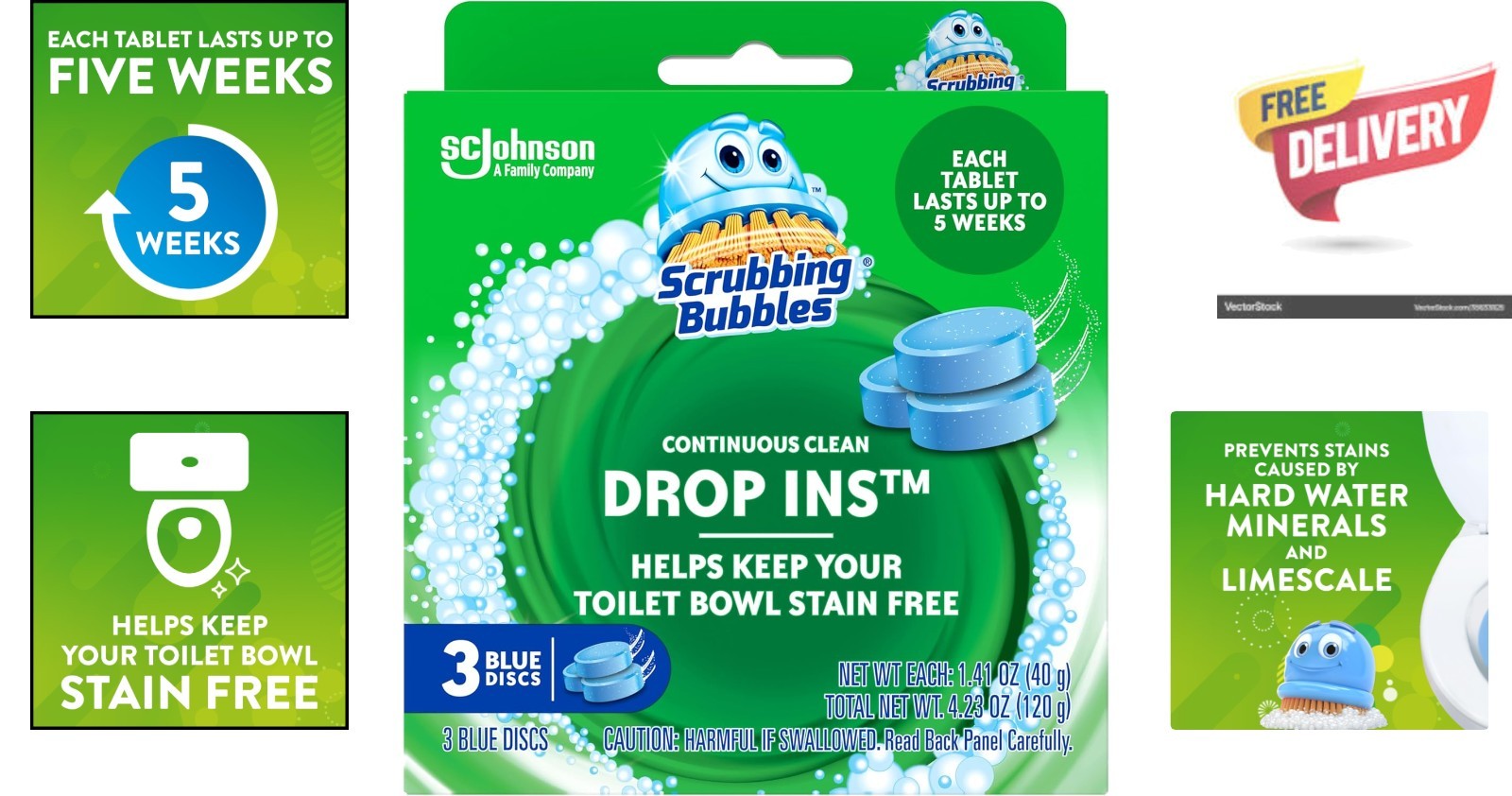Continuous Clean Toilet Tablets, 3 Count – Eliminate Stains & Odors Effortlessly