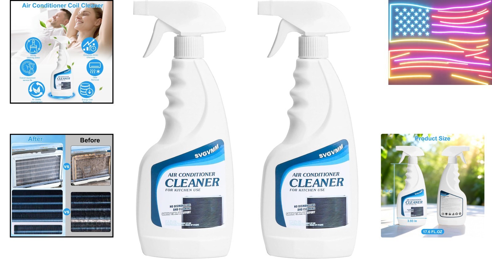 Air Conditioner Coil Cleaner, 17.6 Fl Oz, 2 Pack Foaming Coil Cleaner
