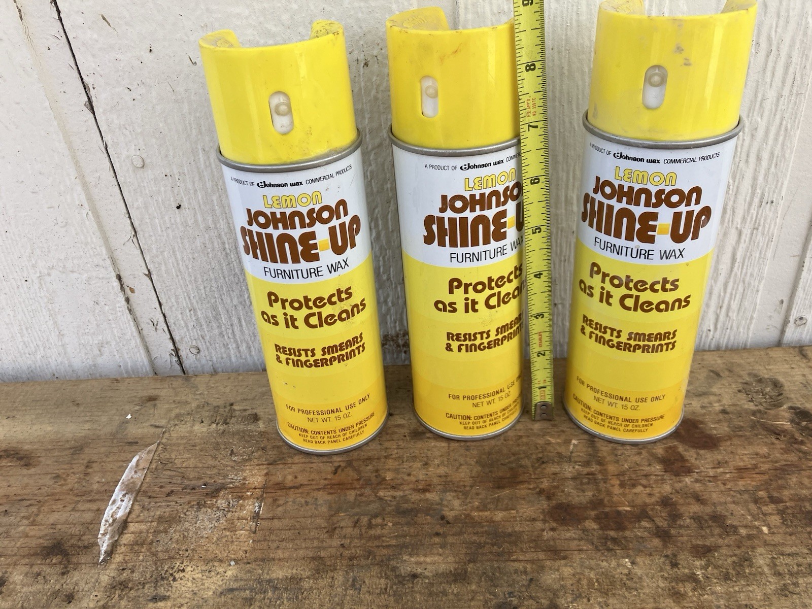 Lot of (3) Full Vtg 1982 Johnson Wax Lemon Shine Up Spray Cleaner Protects 15 oz