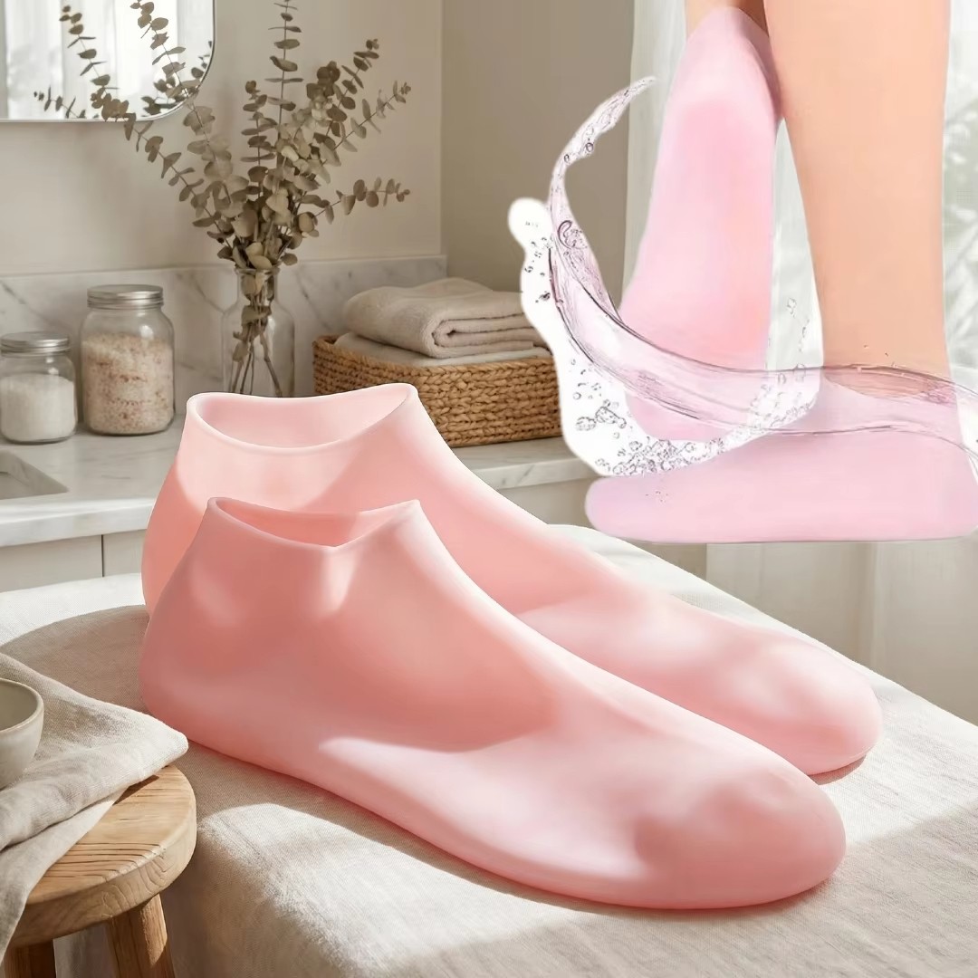 2 Pair Full Length Silicone Gel Moisturizing Socks Foot Care Protector Free Ship