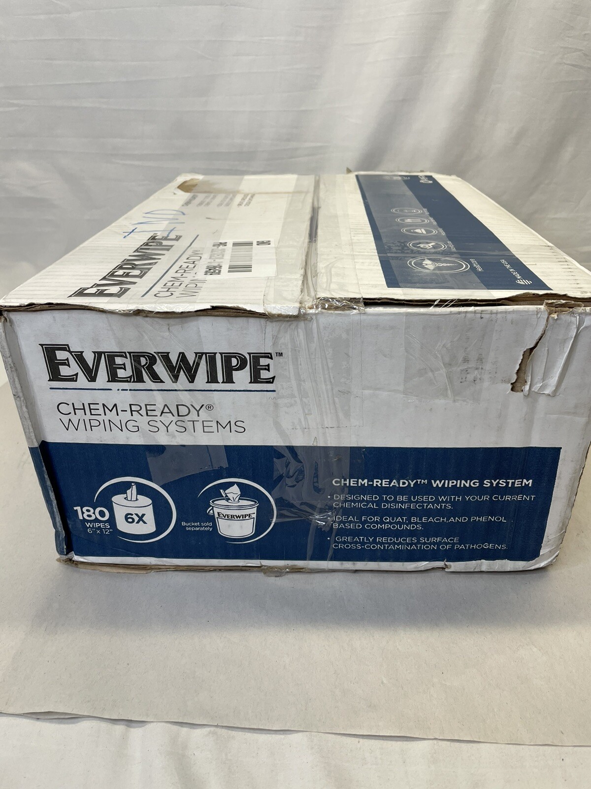 Everwipe Chem-Ready Hybrid Wiping System, Includes Bucket & 5 Rolls Dry Wipes