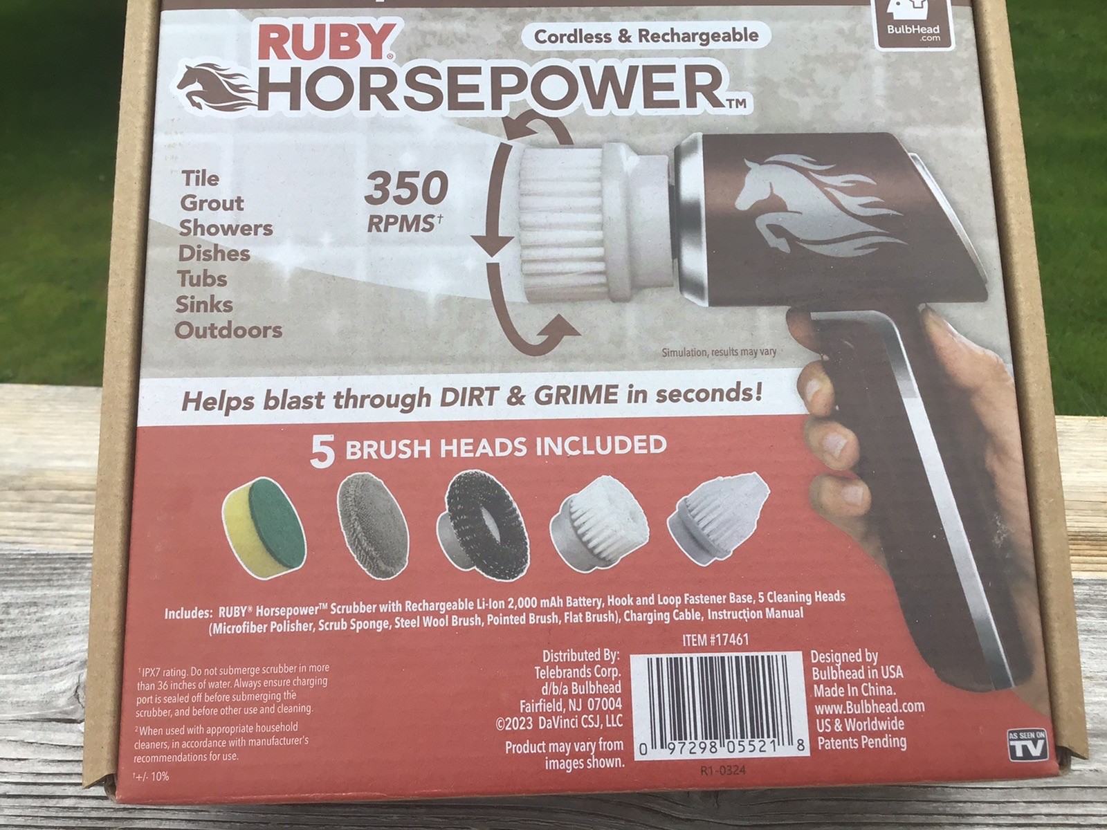Ruby Horsepower Waterproof Rechargeable Power Scrubber New