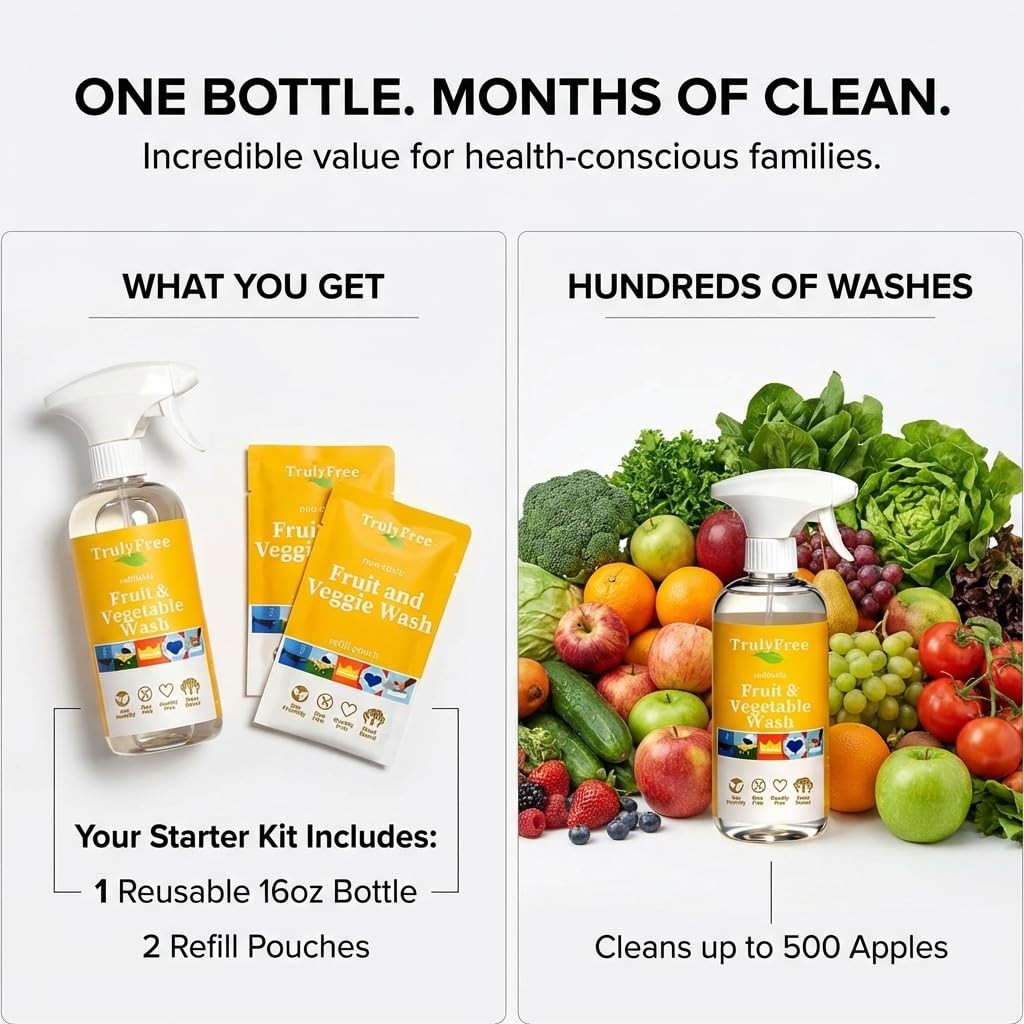 Fruit and Vegetable Wash – Veggie Wash Removes 99% of Dirt & Wax | Plant-Base…
