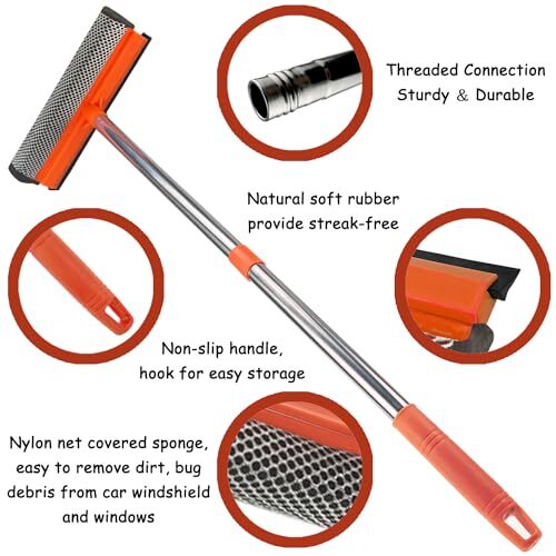 Window Squeegee Cleaner Tool Extension Pole 58″ Telescopic Washing Equipment