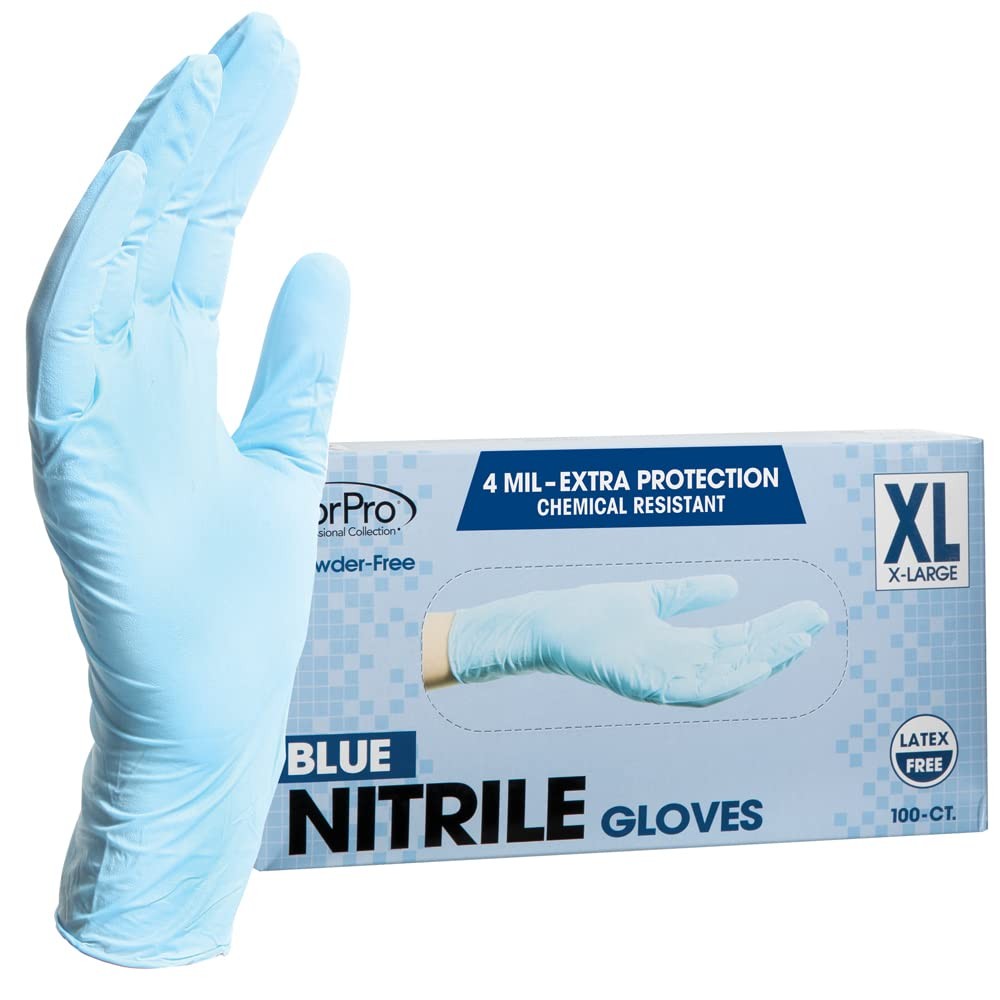 ForPro Disposable Nitrile Gloves, Chemical X-Large (Pack of 100), Blue