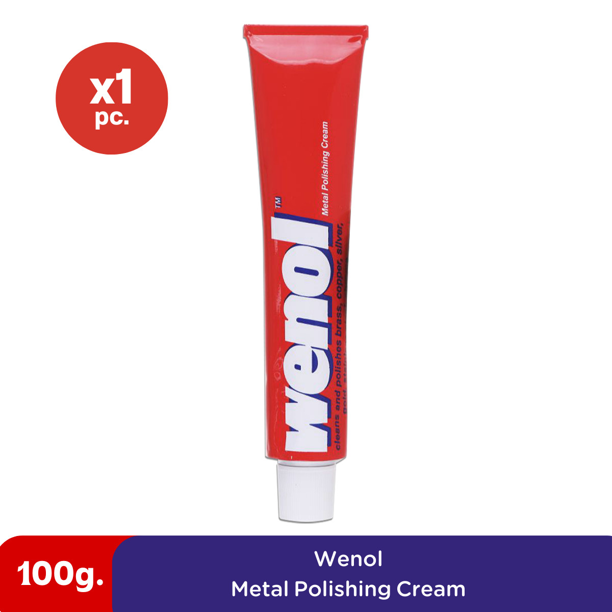 WENOL Polish Metal Brass Copper Silver Stainless Steel Chrome Cleans 100g