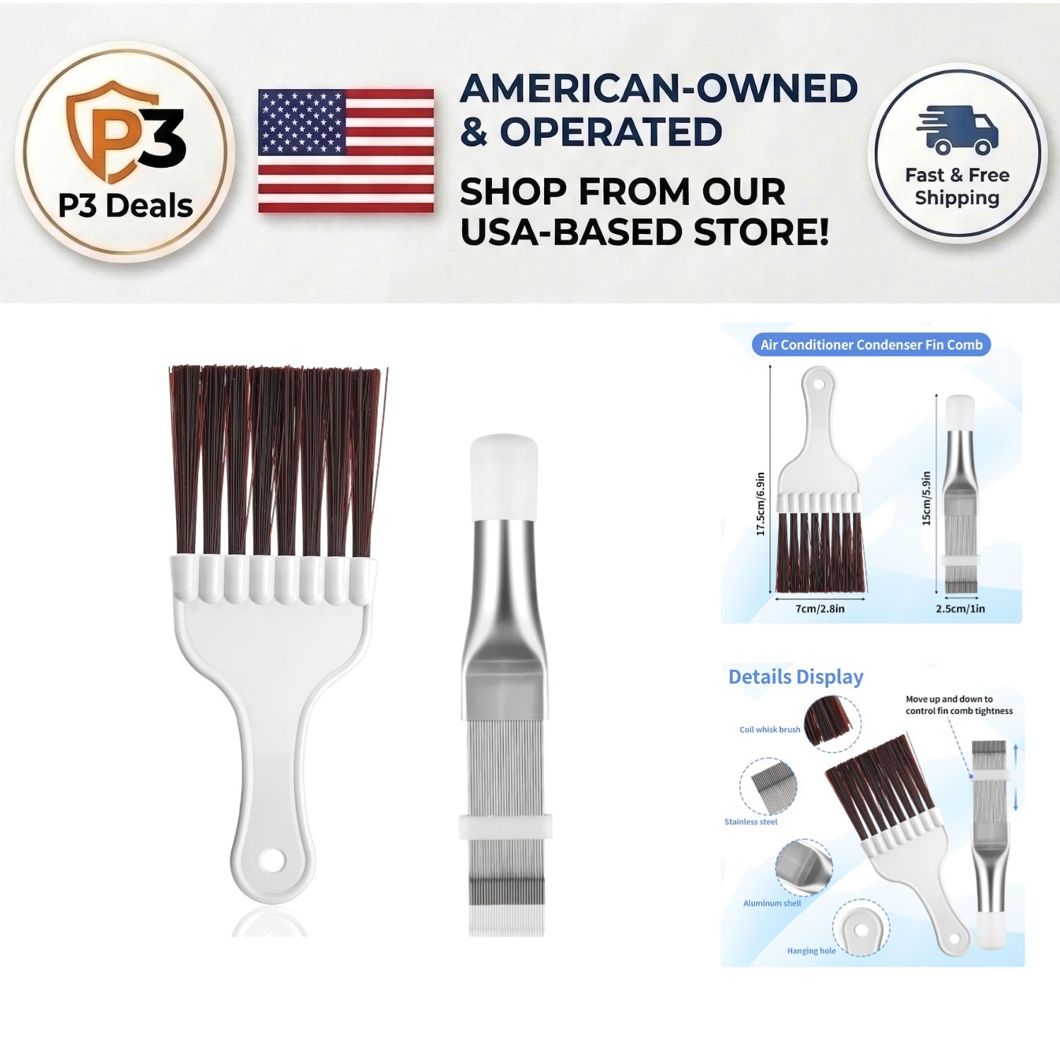 2-Piece Air Conditioner Coil Cleaning Brush Set – Lightweight & Effective