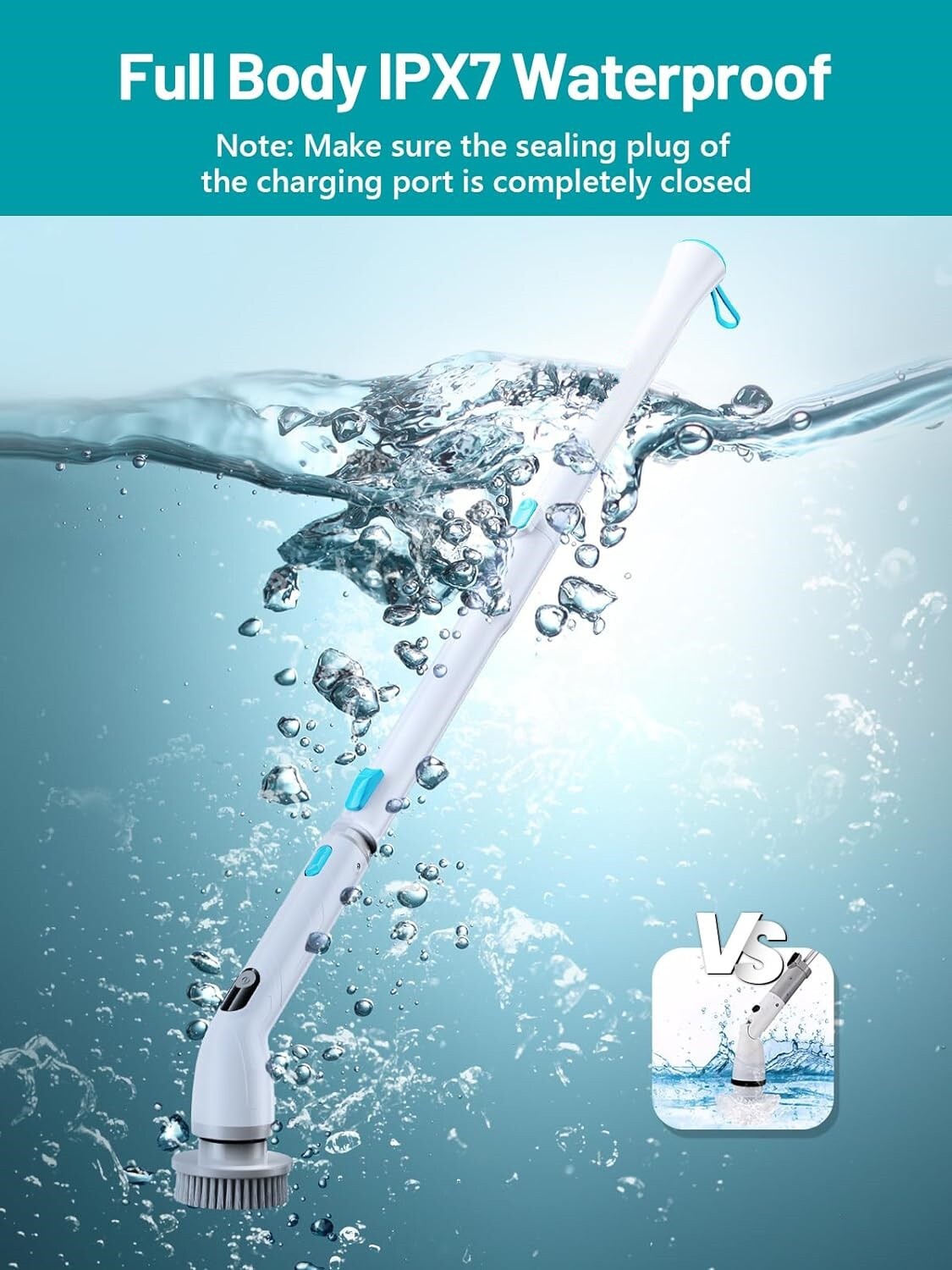Electric Spin Scrubber, Shower Scrubber Cordless Cleaning Brush Full-Body IPX7