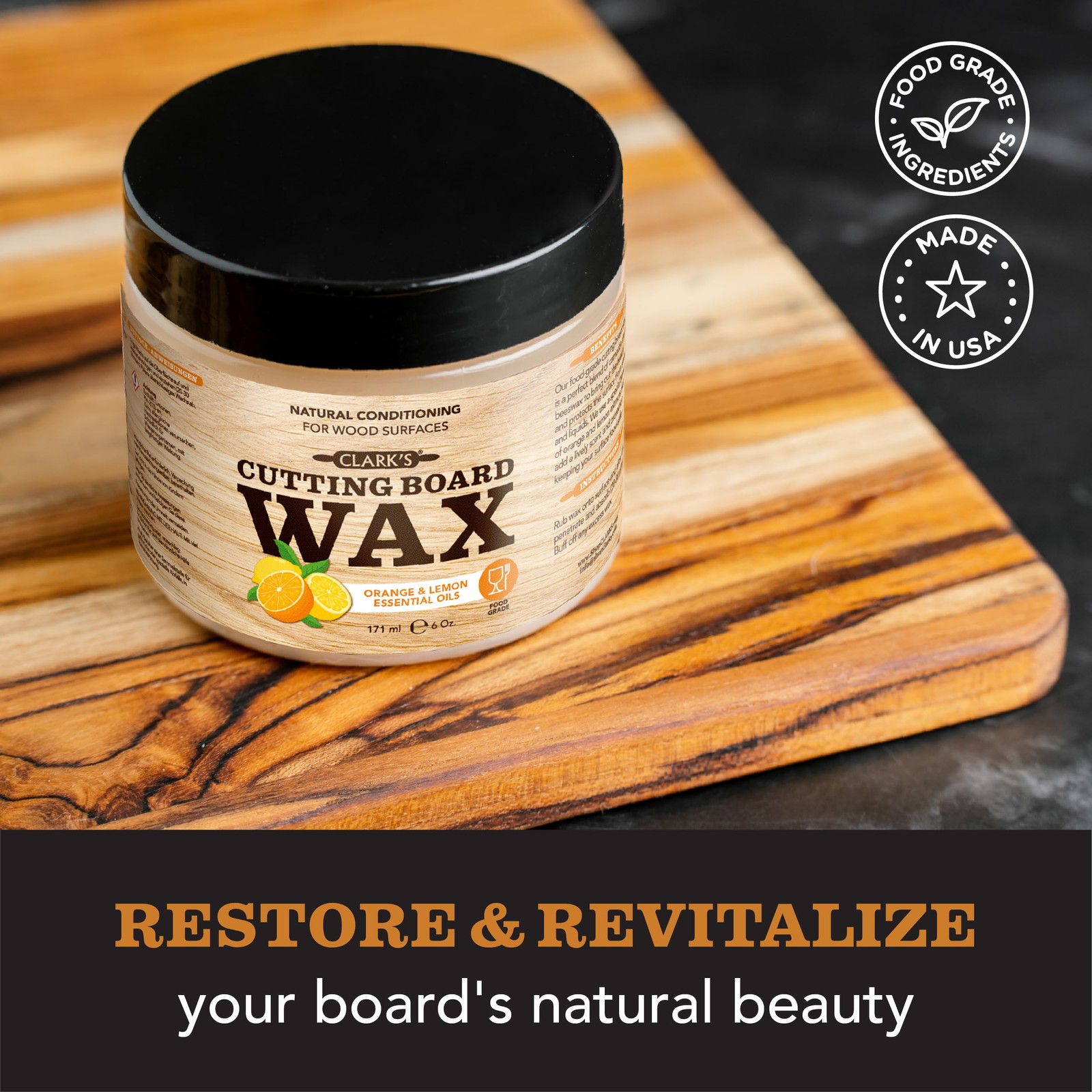 Cutting Board Wax – 2-in-1 Wood Butter & Food Mineral Oil with Beeswax – Butc…