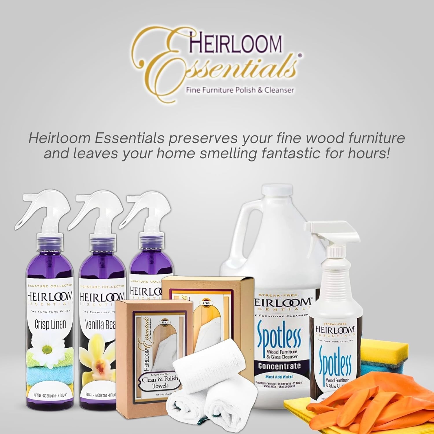 Heirloom Essentials Wood Furniture Cleaner & Natural Furniture Polish Spray w…