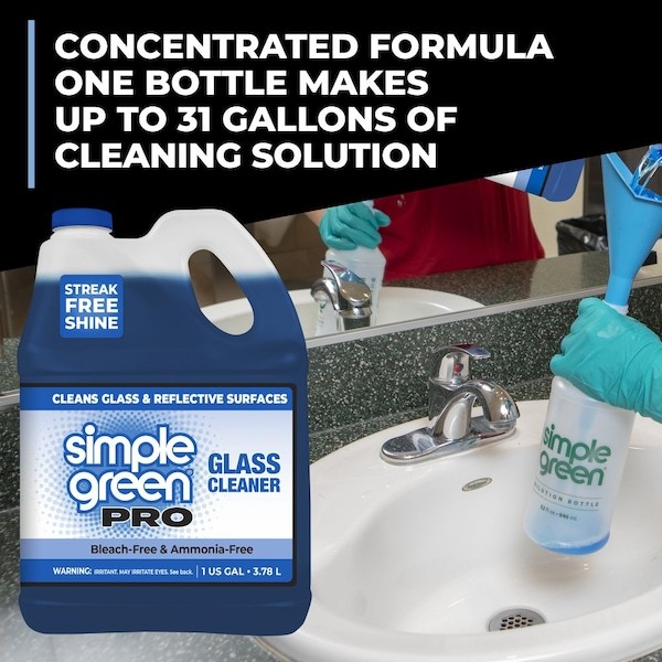 Simple Green 1110100401128 Liquid Glass Cleaner, Blue, Unscented, Jug