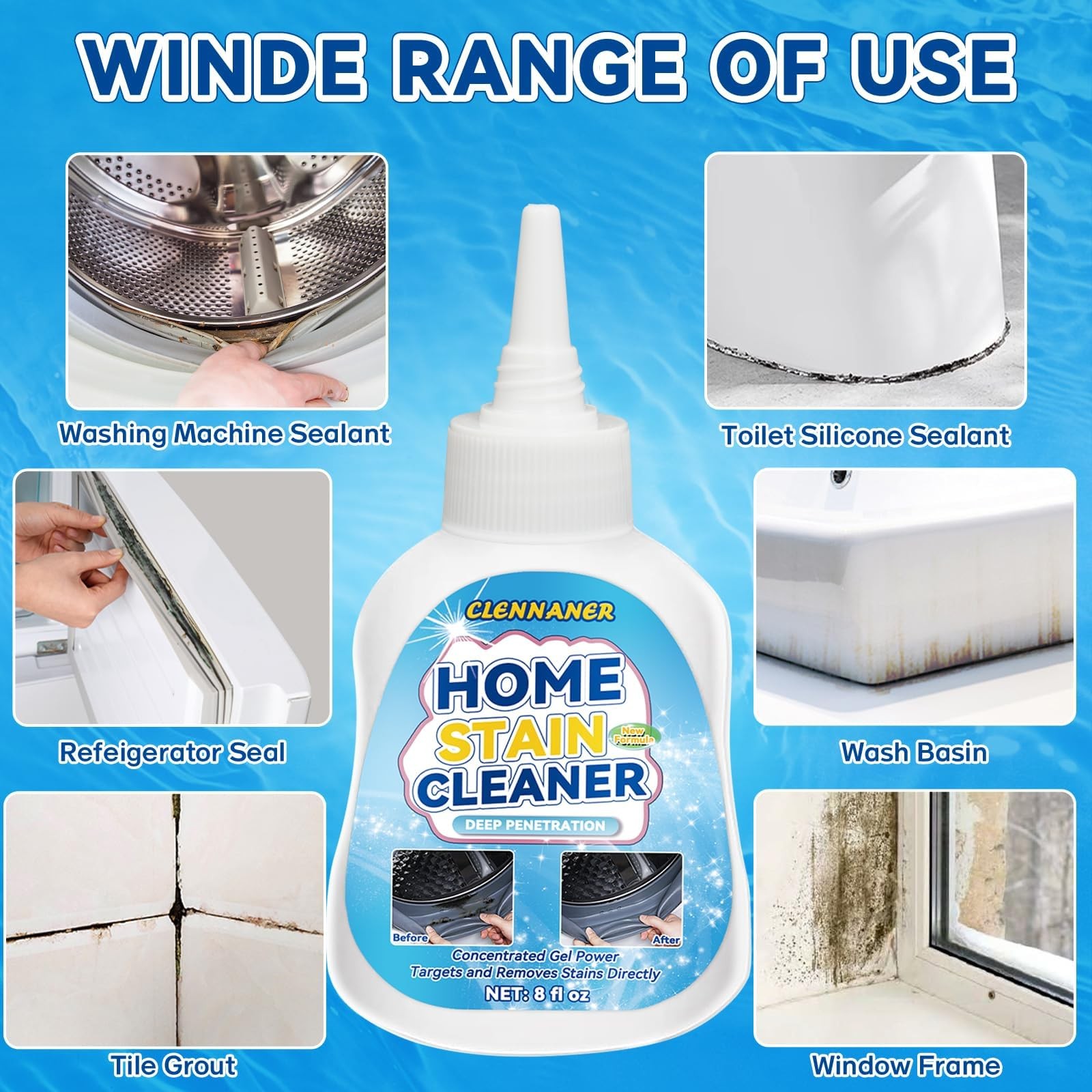 Mold Stain Cleaner Gel, 8 Fl oz Powerful Mold and Mildew Stain Remover with B…