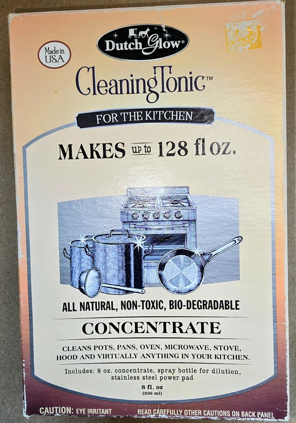 Dutch Glow Cleaning Tonic Kitchen Kit 8 oz Concentrate & Spray Bottle & Scrubber