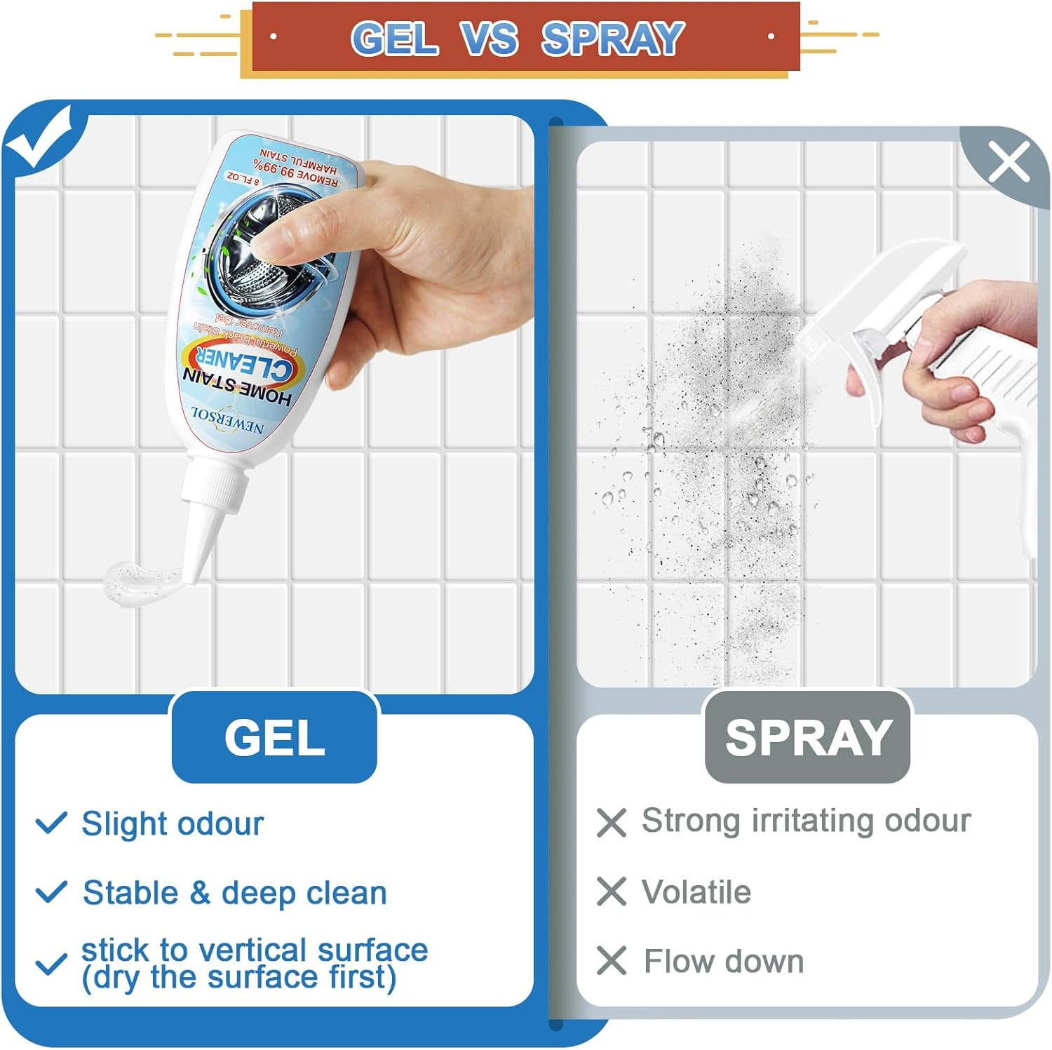 Black Stain Remover Gel Washing Machine Cleaner Front Loader Grout Cleaner Home