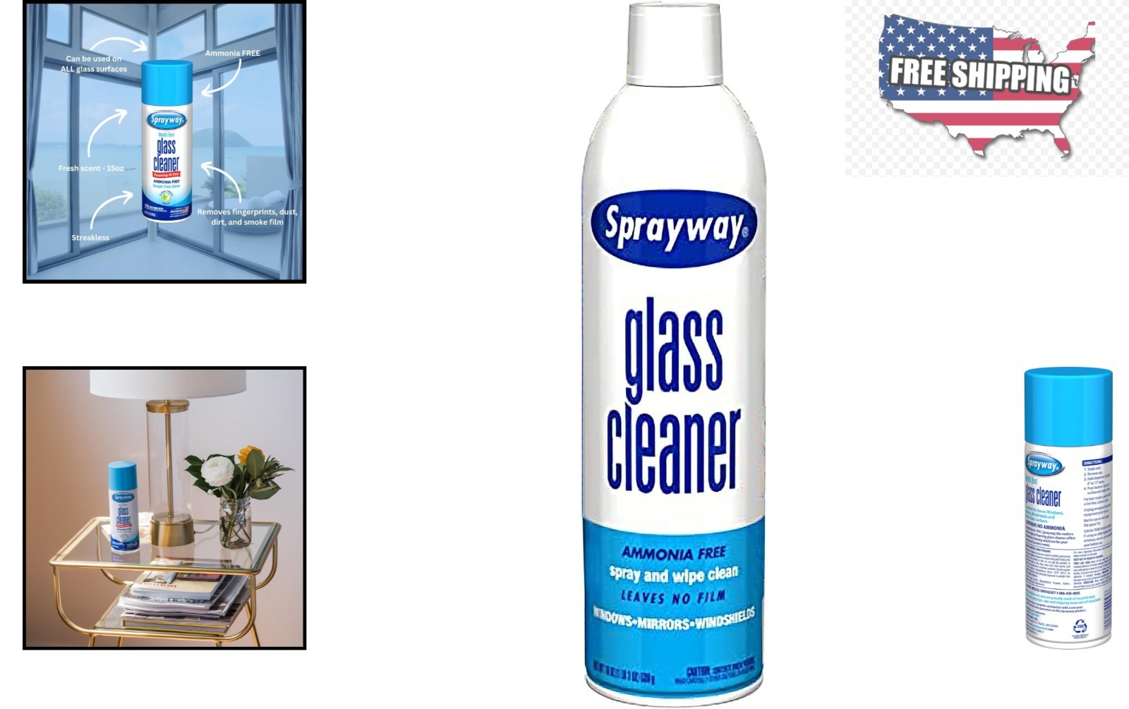 15 Ounce Streak-Free Glass Cleaner – Ammonia-Free, Fast-Acting Foaming Action