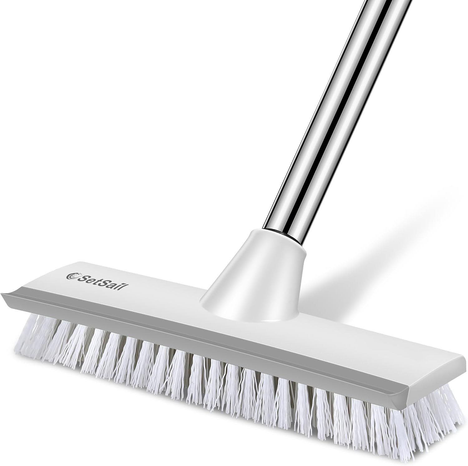 2 In 1 Floor Scrub Brush With Scraper Adjustable Handle Heavy Duty Cleaning