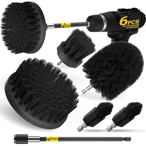 Drill Brush Power Scrubber Cleaning Brush 6-Pack Nylon 1/4″ Extended Grout Tile