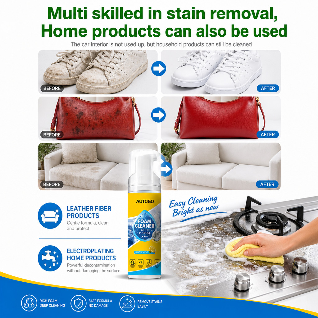 5SET 4-in-1 Multi-Enzyme Foam Cleaner, All-Purpose Spray 5oz with Sponge & Towel