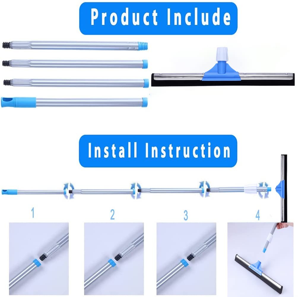 Floor Squeegee for Concrete Floor – 50″ Squeegee Broom with Long Handle for T…