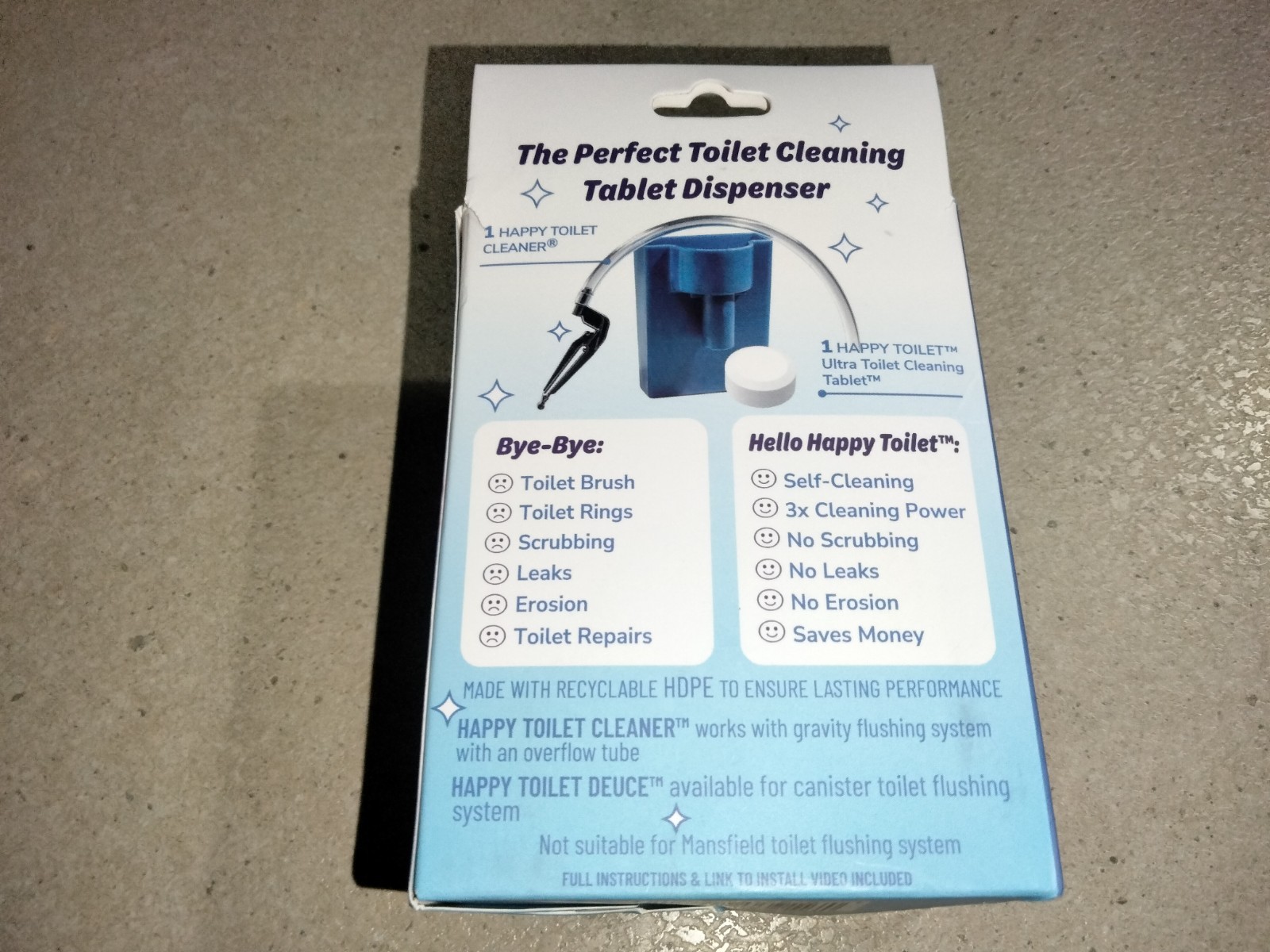 1 Pack Happy Self-Cleaning Toilet System Easy Install Toilet Tablet Holder