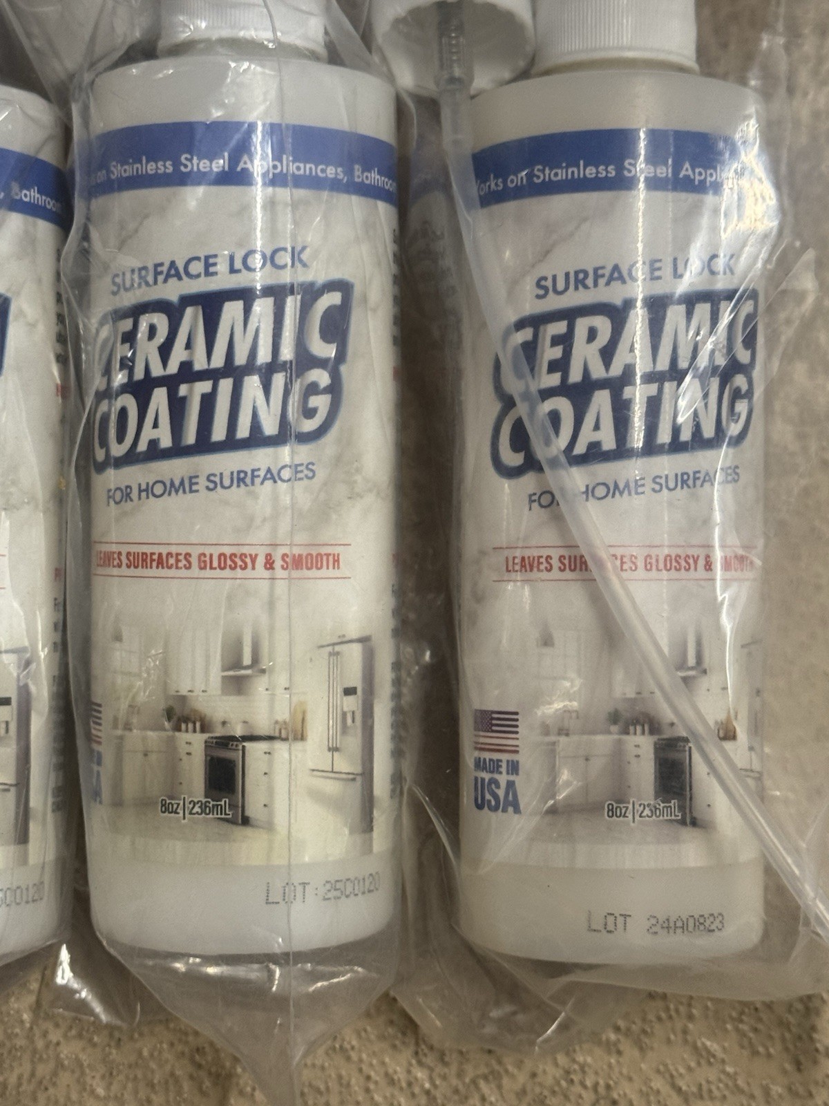3x Surface Lock Ceramic Coating Stainless Steel Appliances Stone & More 8oz Each