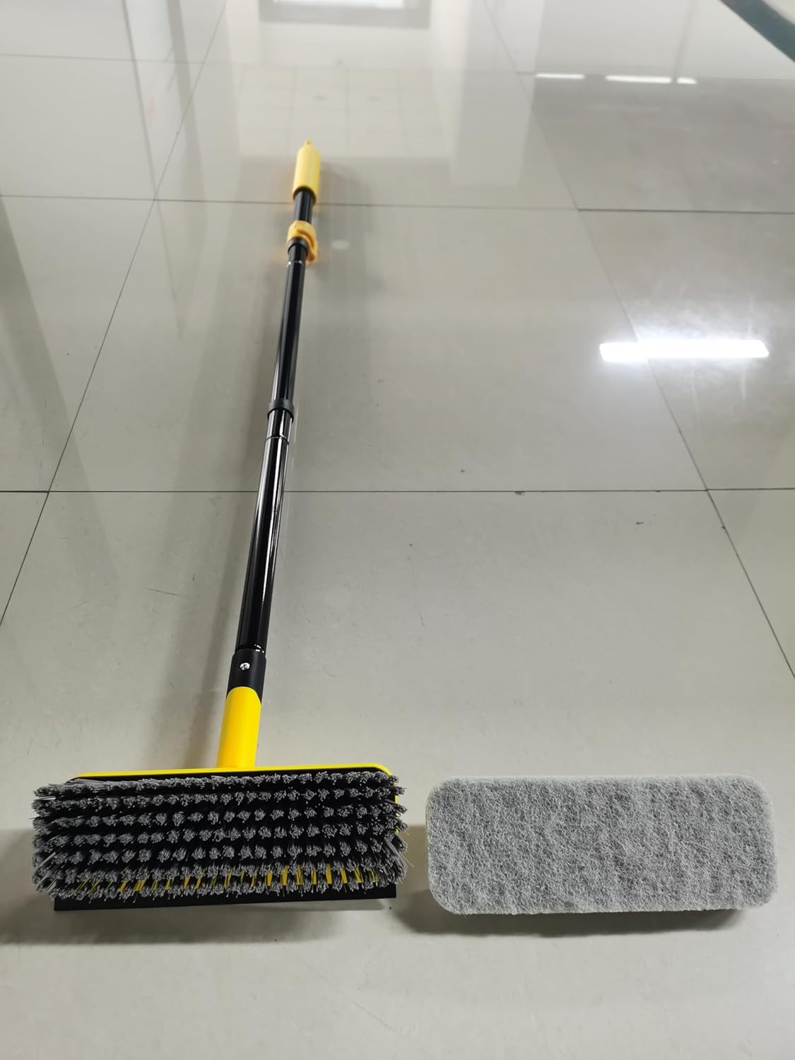 Shower Cleaning Brush, 53.5 inches Long Handle Scrubbing Brush, 3-in-1 Bathroom