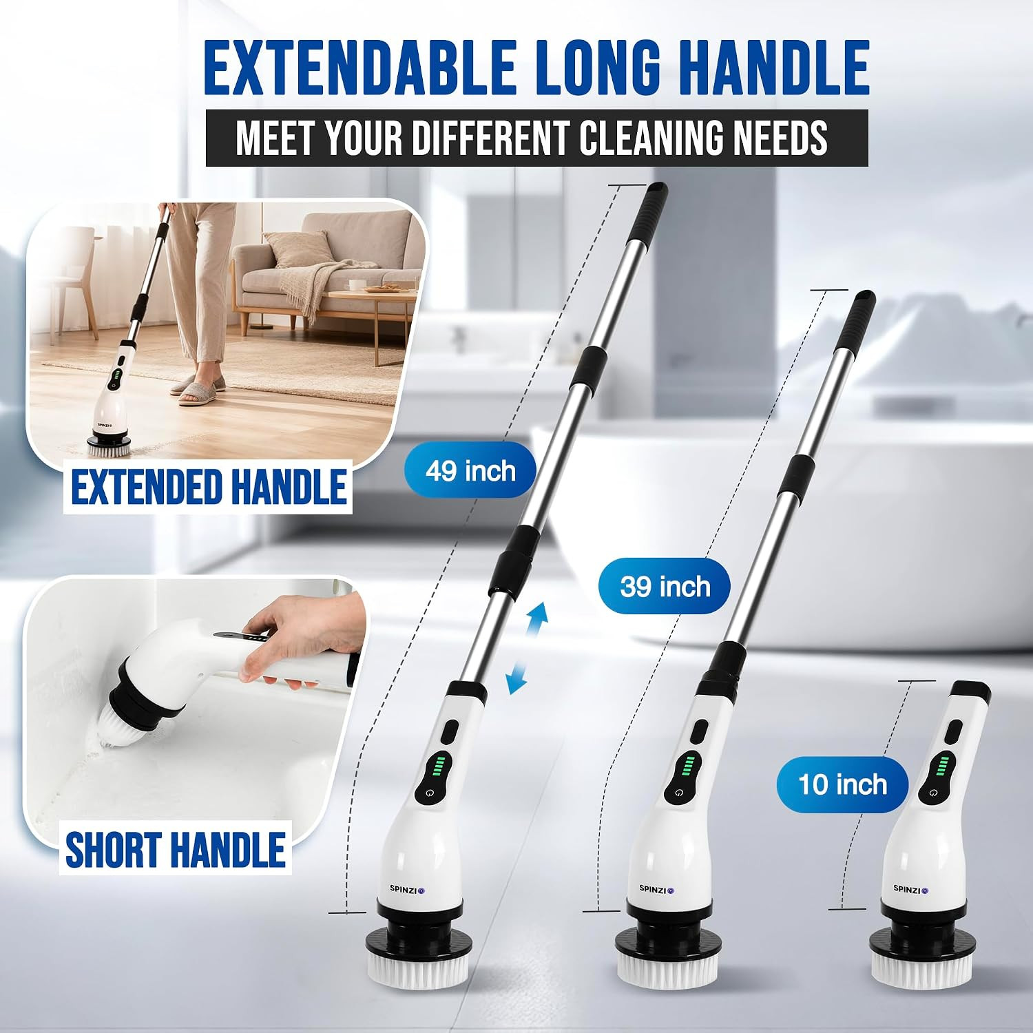 Electric Spin Scrubber Cordless Electric Cleaning Brush with LCD Power Display 9