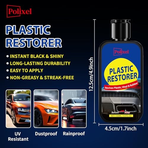 Plastic Restorer for Cars, Restores Faded Plastic, Vinyl, Rubber, Trim,