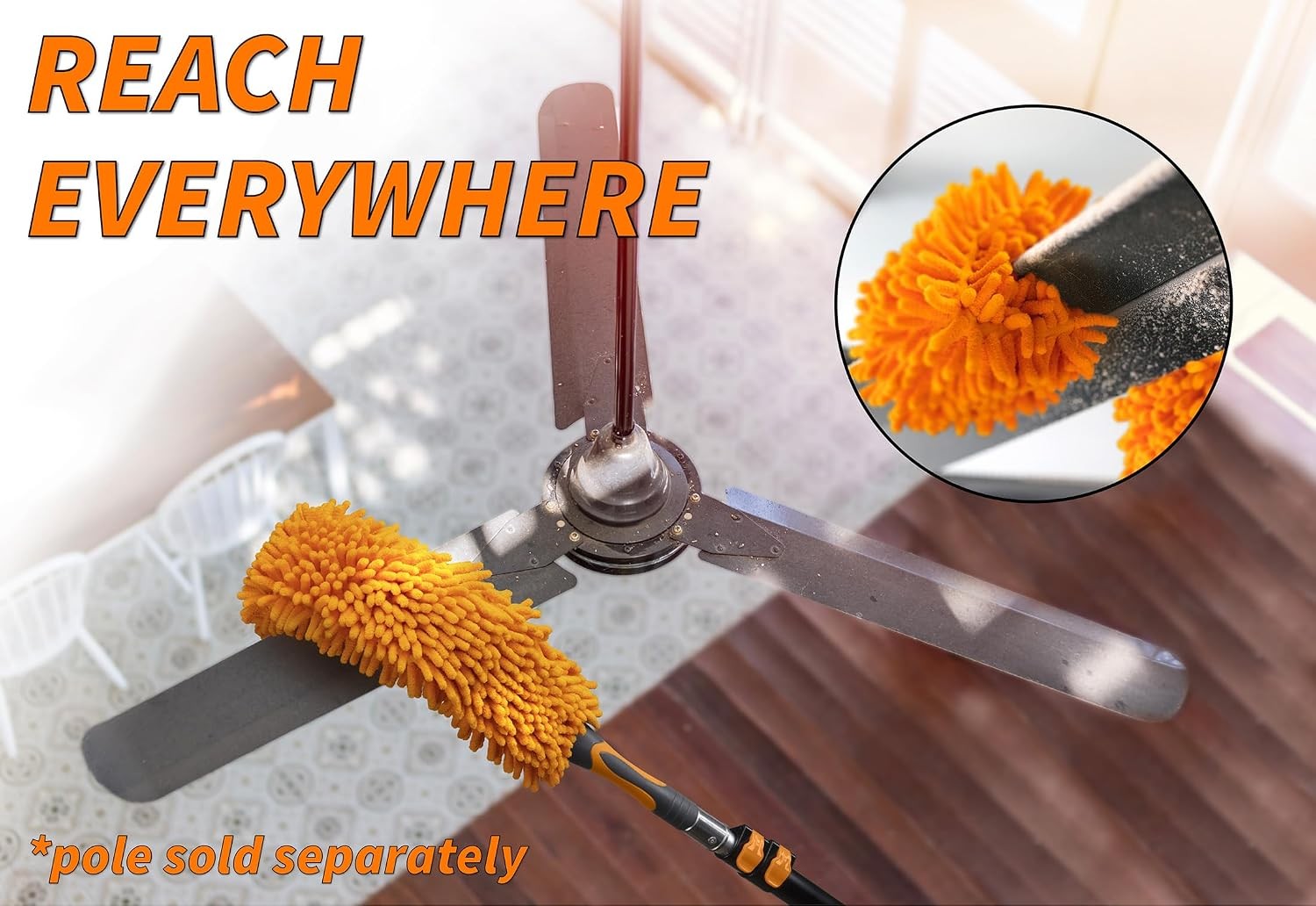 Flexible Ceiling Fan Cleaner Duster // Washable Fan Duster High Ceiling // Fits