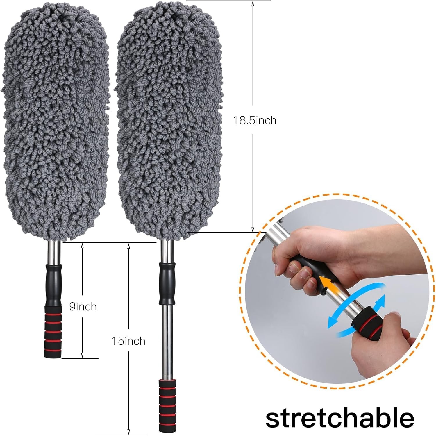 Set 3 Plumero Microfibra Extensible para Limpieza Auto sin Rayas