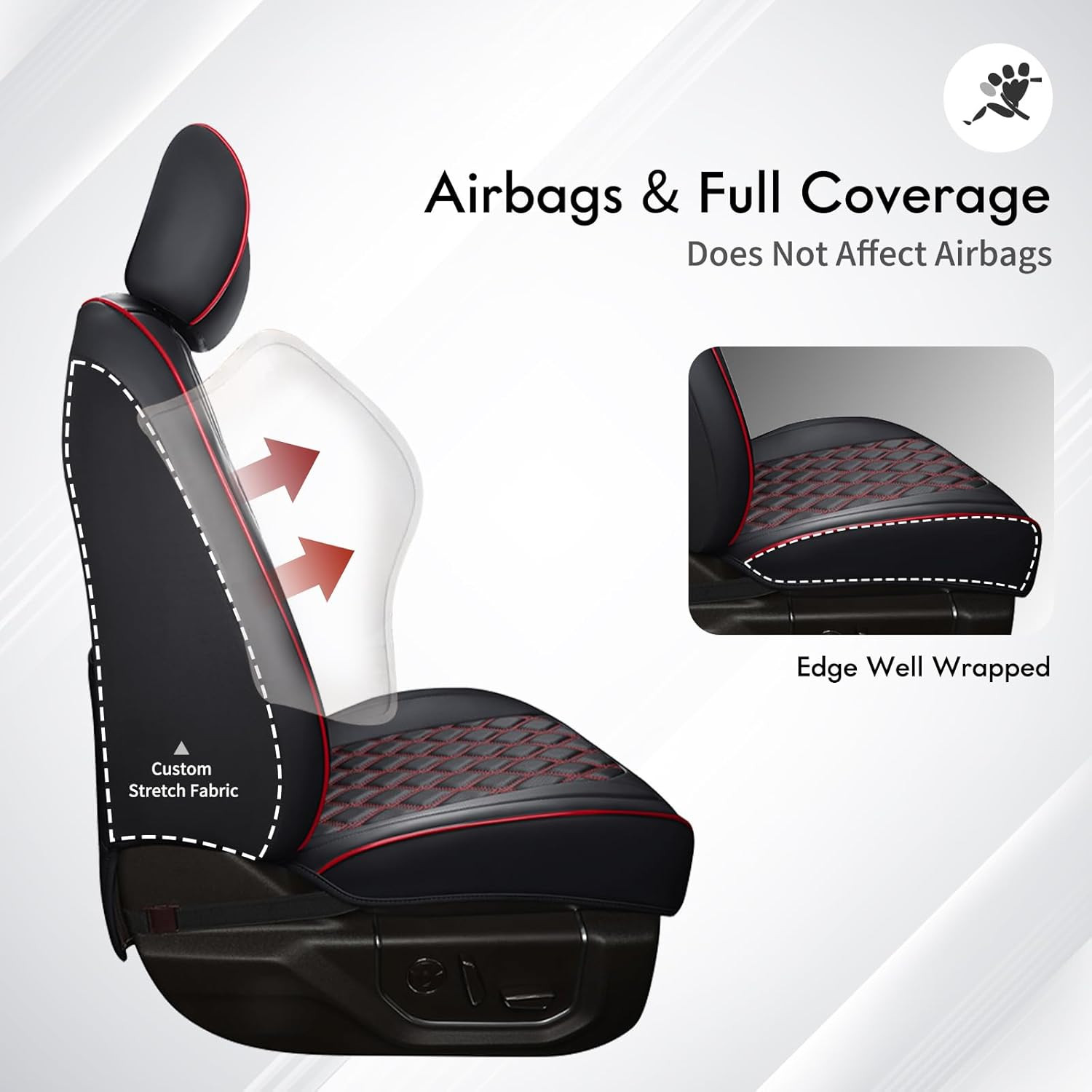 Custom Fit Black & Red Seat Covers for 2018-2025 Jeep Wrangler JL 2/4-Door