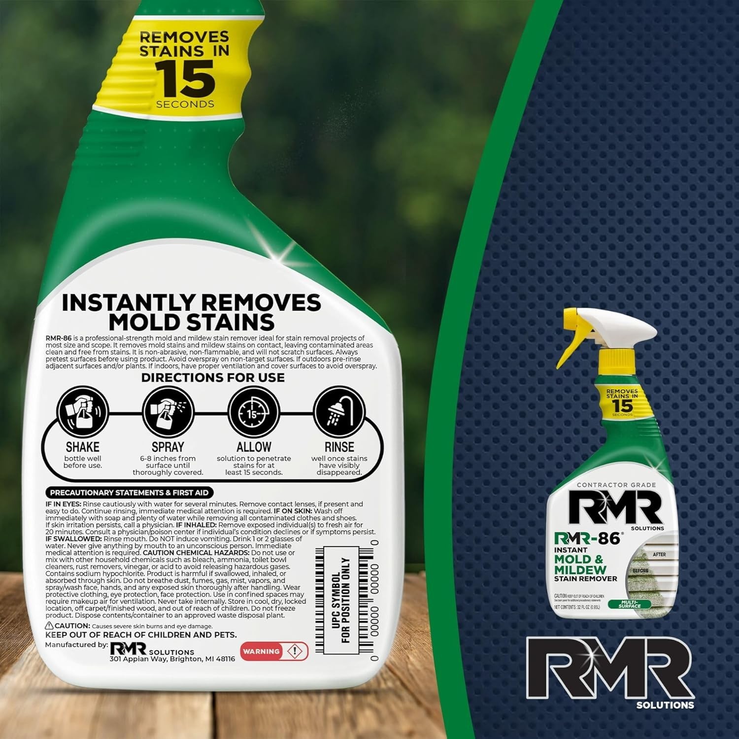 RMR-86 Fast-Acting Mold and Mildew Stain Remover Spray, 30 Fl Oz – No Scrubbing!