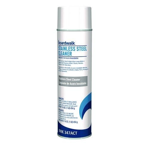 Boardwalk Stainless Steel Cleaner and Polish, Lemon Scent, 16 oz Aerosol Spray