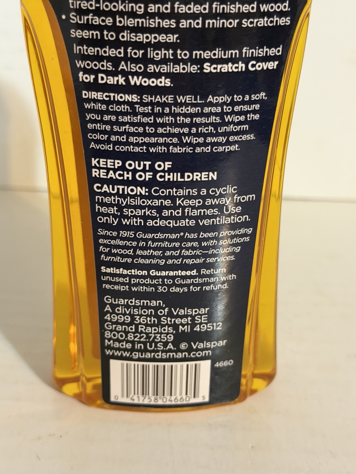 NOS Guardsman Scratch Cover for Light Woods 8oz Bottle Wood Polish DISCONTINUED