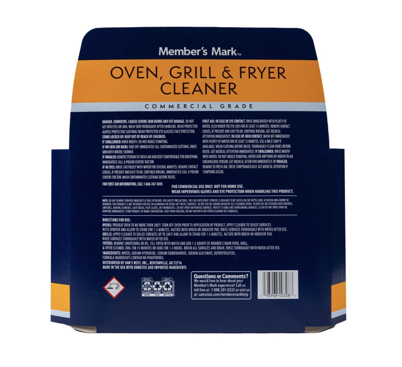 Member’s Mark Commercial Oven, Grill and Fryer Cleaner (32 oz., 3 pk.)