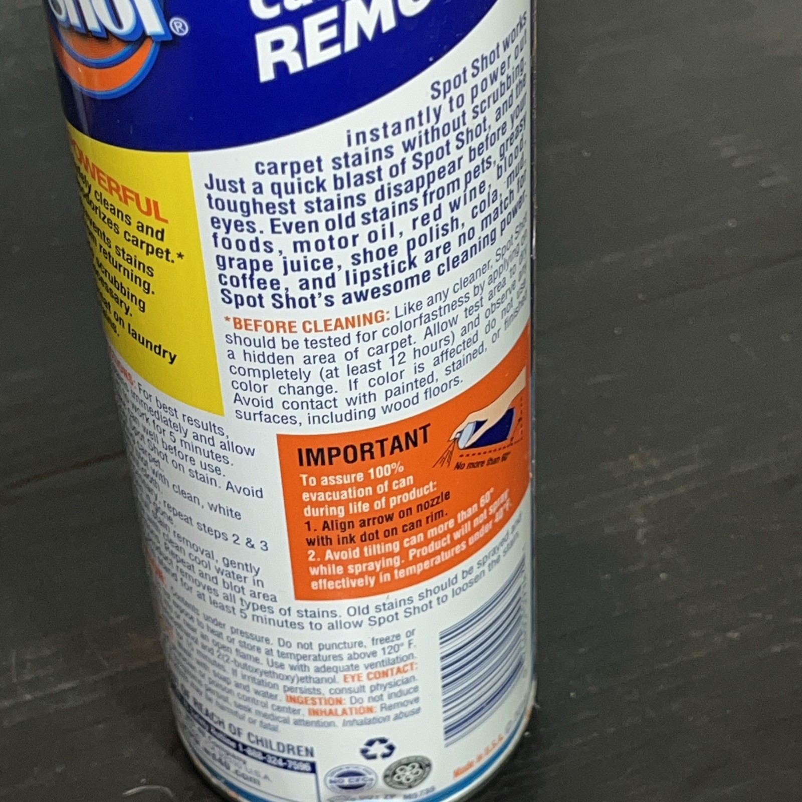 Spot Shot Instant Carpet Stain Remover Aerosol Spray 16oz NOS