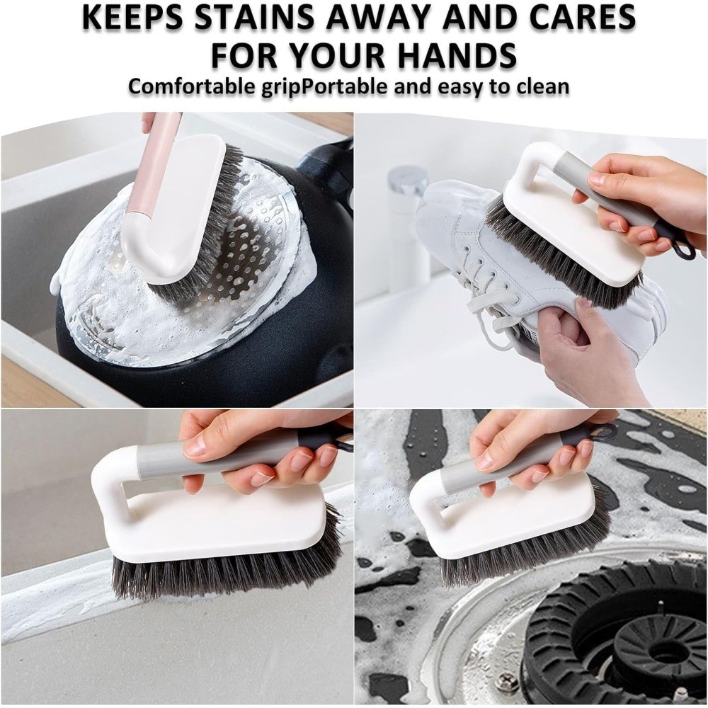 Heavy Duty Scrub Brush with Long Handle for Bathroom Shower Tile Kitchen Sink