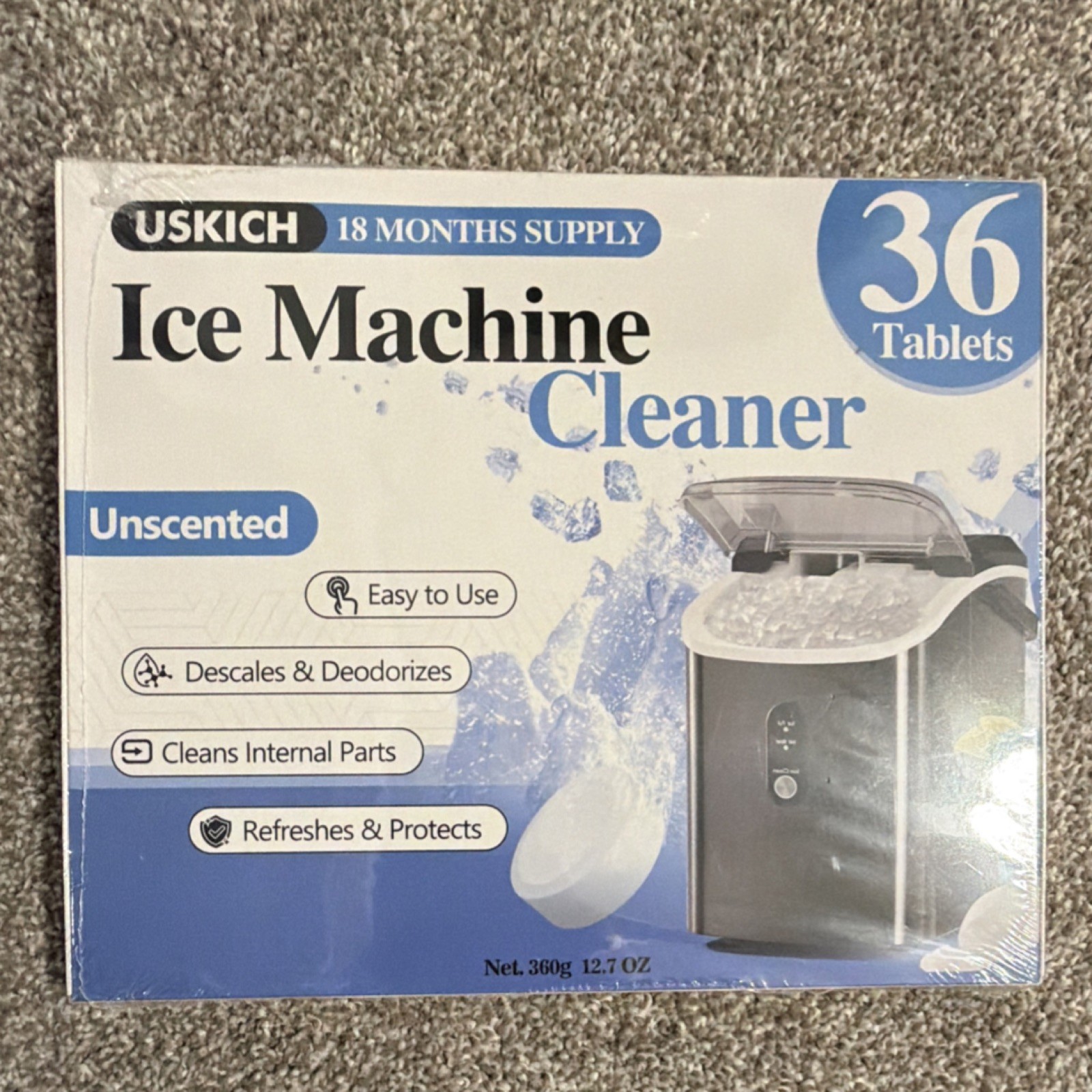 USKICH Ice Machine Cleaner Tablets Unscented 36 Pack Descales & Deodorizes