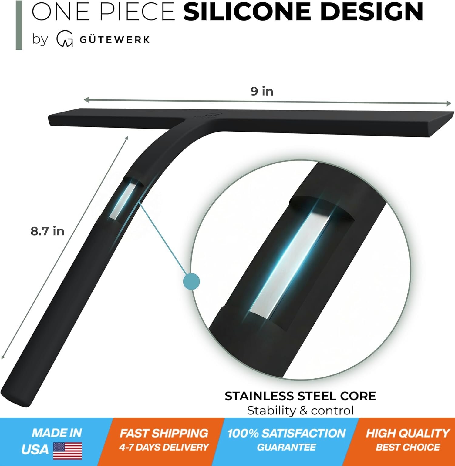 Shower Squeegee for Glass Doors, Silicone Window Squeegee, Bathroom and Glass…