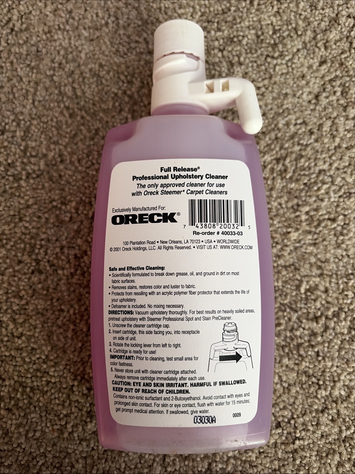 Oreck Professional Full Release Upholstery Cleaner 15 fl oz Oreck Care