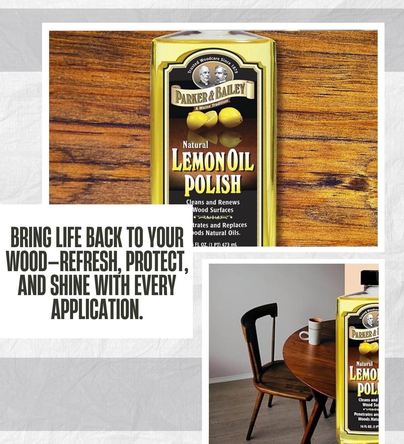 Parker & Bailey Lemon Scent Lemon Oil 16 oz Liquid Bundle with Microfiber Clo…