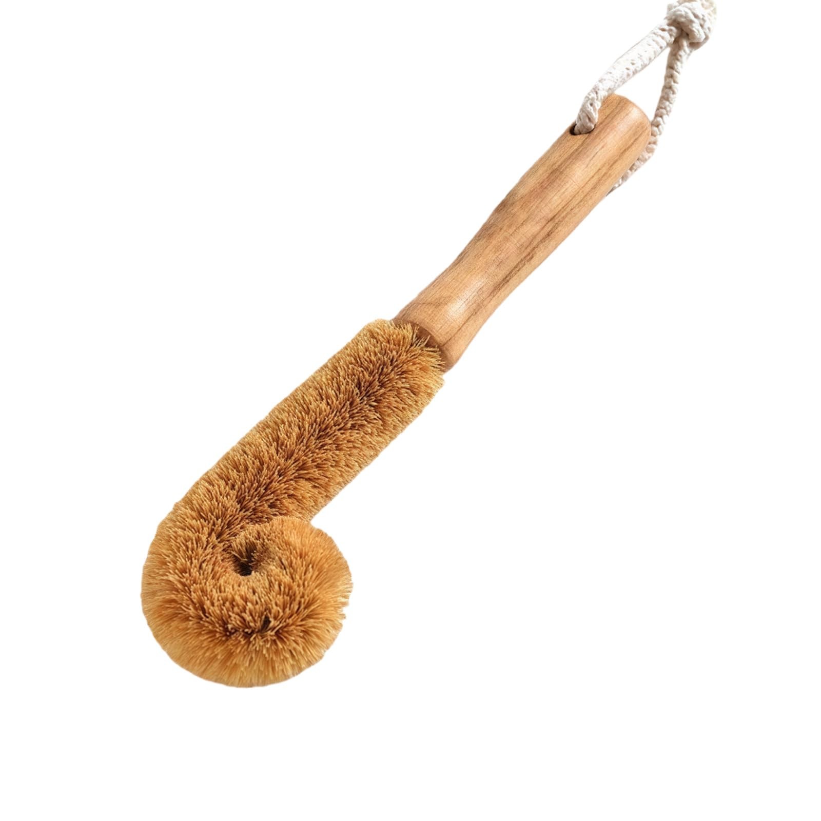 1Pcs 26CM/9.6Inch Natural Coconut Fiber Scrubber Brush with Wooden Handle Lon…