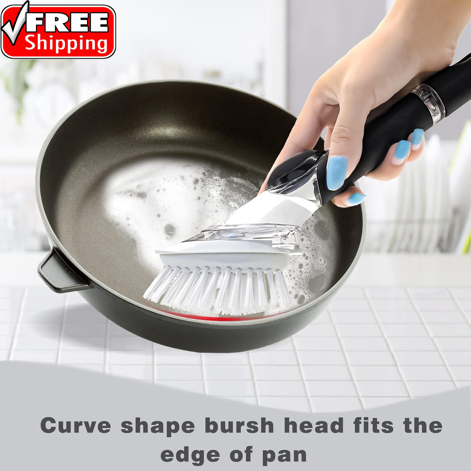 Brush Refills for OXO Dish Brush – 4 Pack Dish Brush Cleaning Soap Dispensing He
