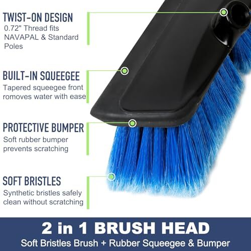 50″ Dip Car Wash Brush with Long Handle for Washing Cleaning House Siding Solar