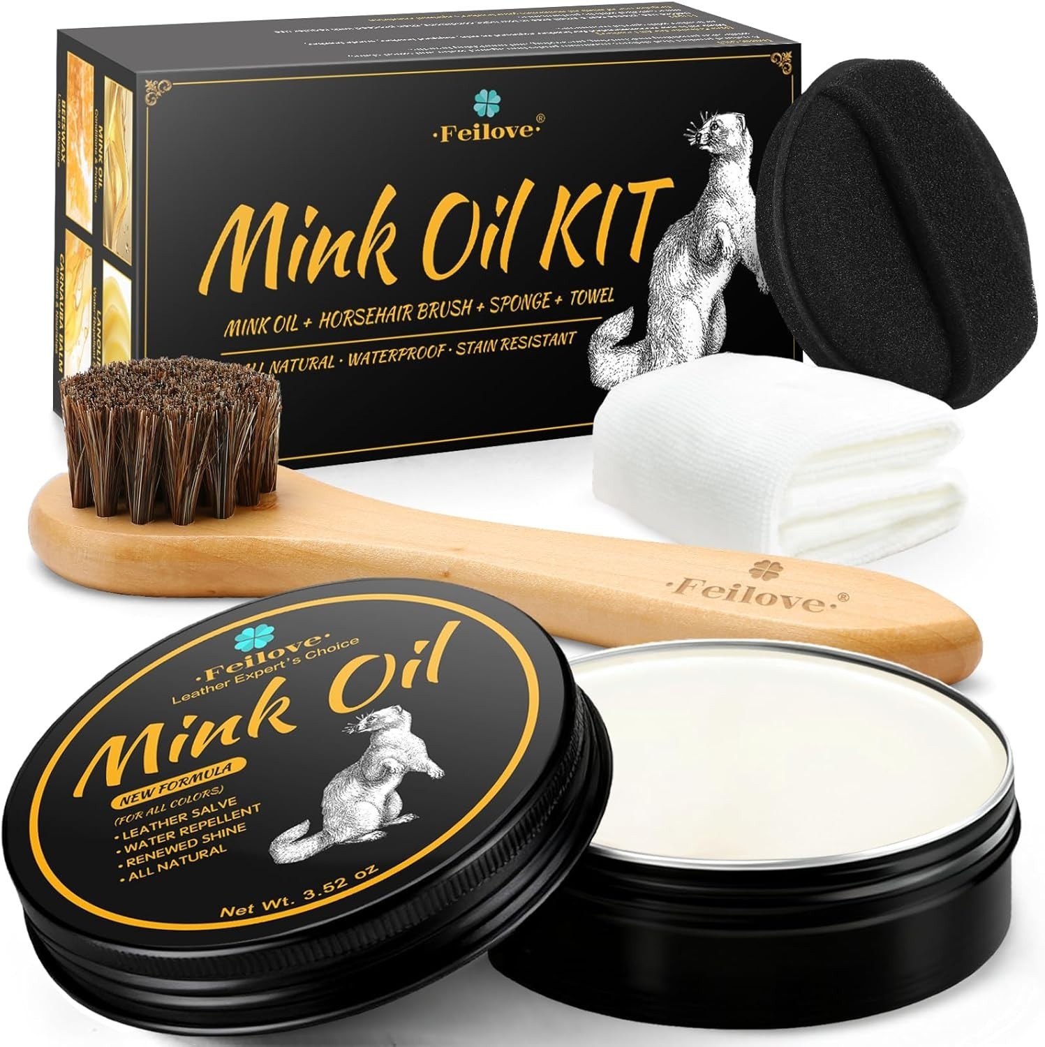 Essential 4-in-1 Mink Oil Conditioner & Cleaner for Boots and Shoes, 3.52 oz