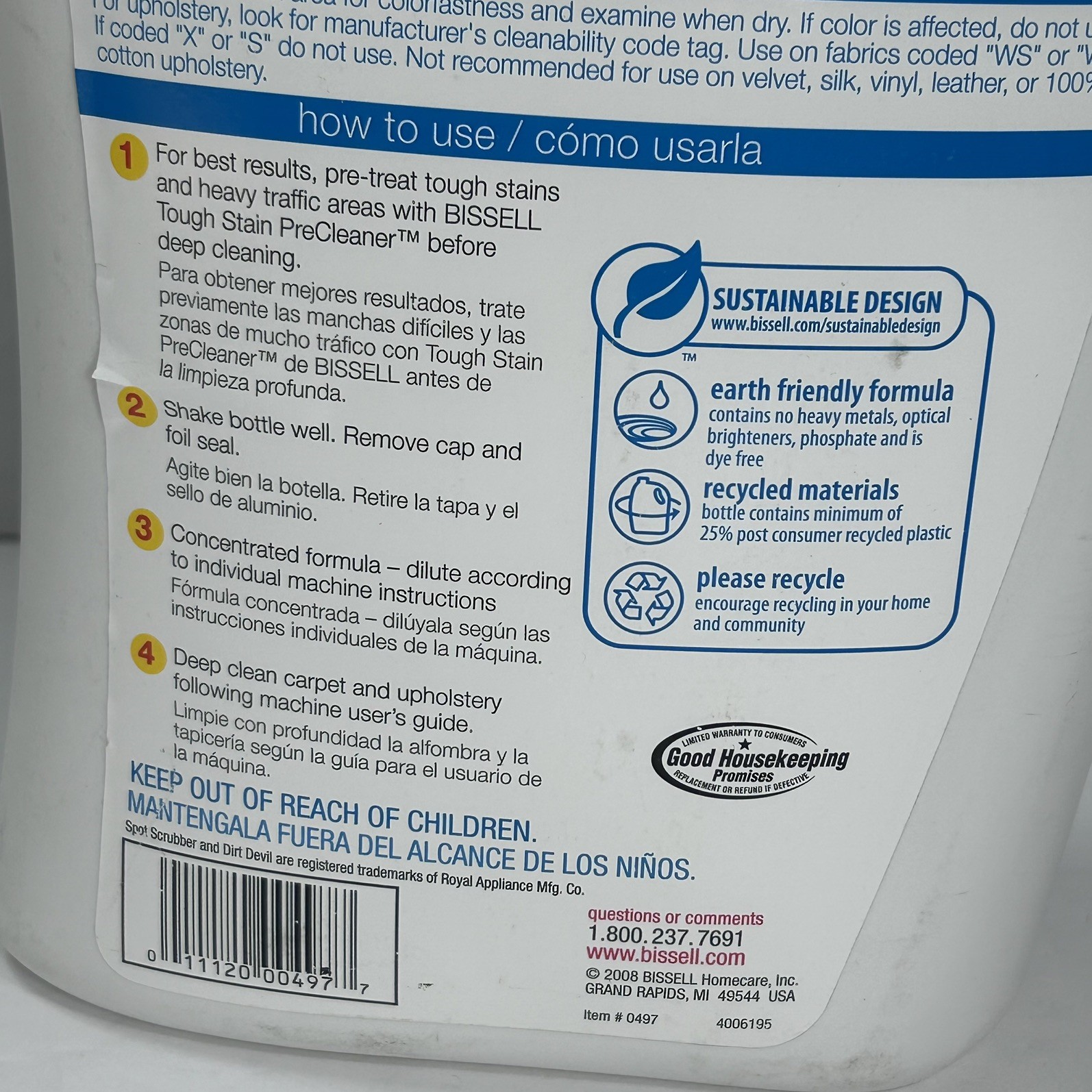 Bissell Little Green Formula Carpet & Upholstery Cleaner 64oz Concentrate NEW