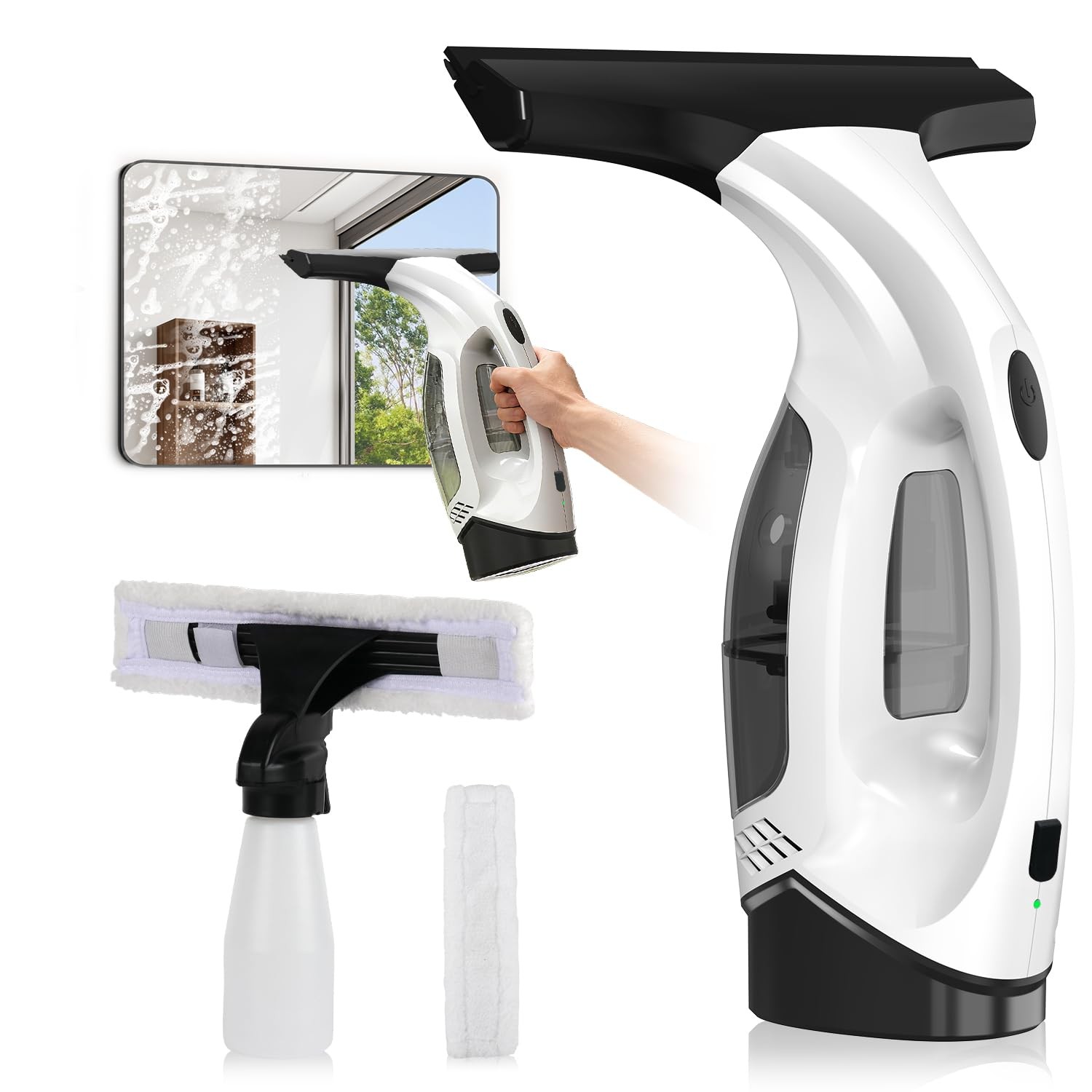 Window Vacuum Squeegee Cordless, 2000Pa Electric Window Cleaner Tool with 220…