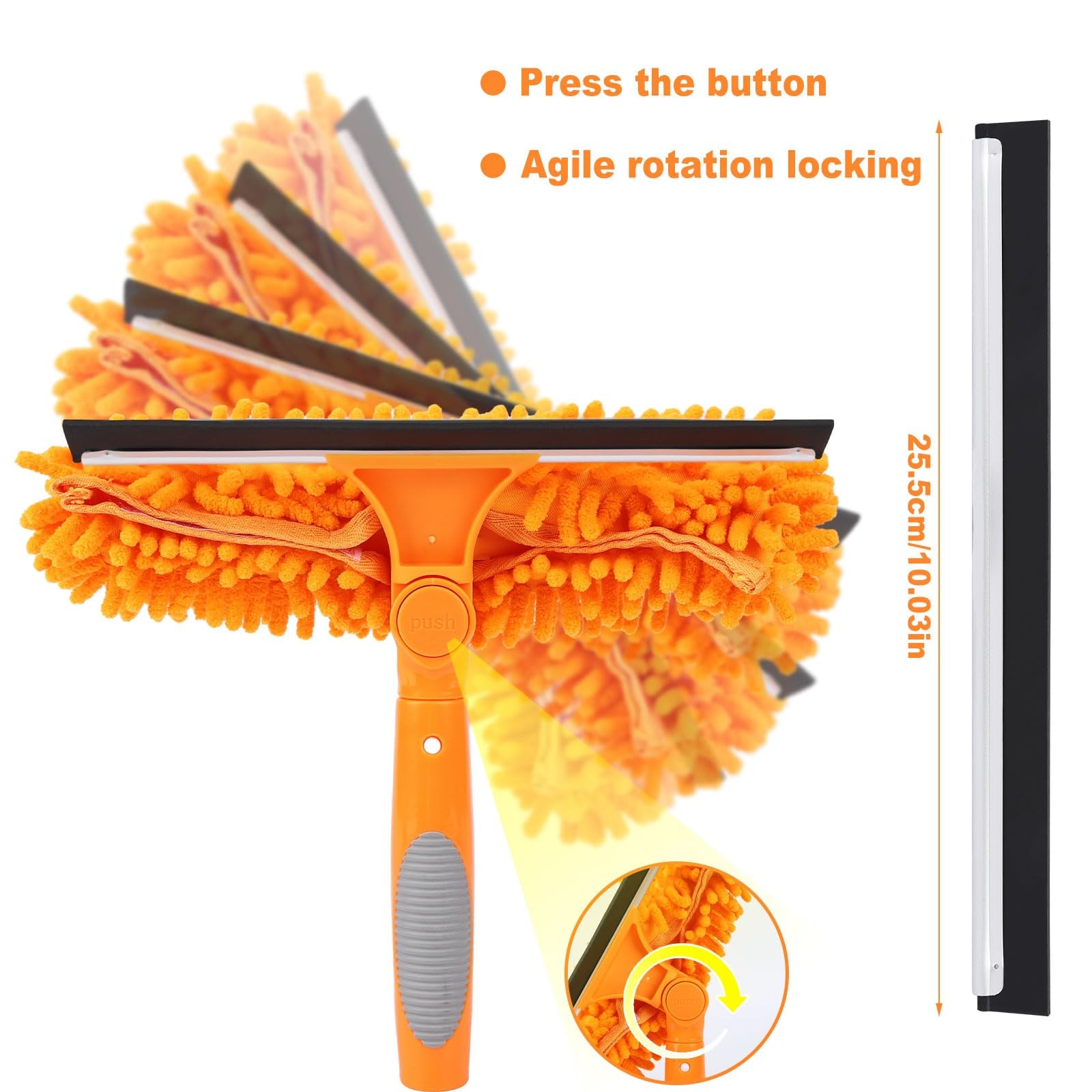Professional 67″ Window Squeegee, 3-in-1 Rotatable Squeegee for Window Cleani…