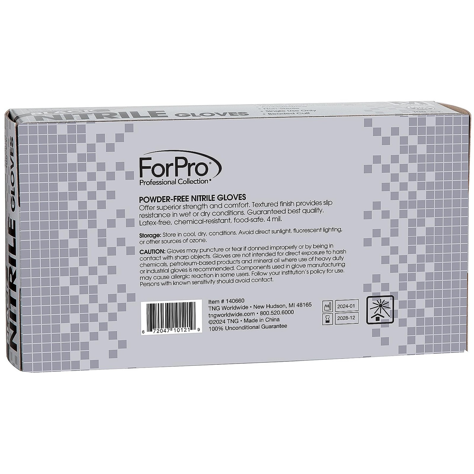 ForPro Disposable Nitrile Gloves, Chemical Medium (Pack of 100), Black